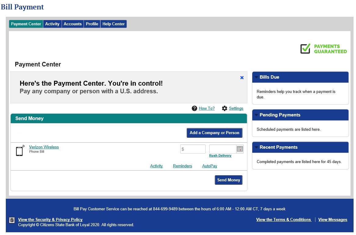 Citizens bank discount pay my bill